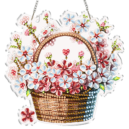 4Pcs Flower Basket 2D Flat DIY Special Shape Diamond Art Hanging Pendant Kit
