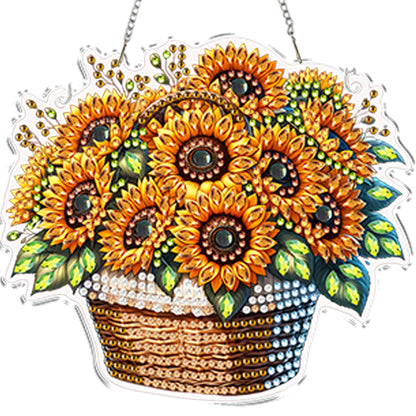 4Pcs Flower Basket 2D Flat DIY Special Shape Diamond Art Hanging Pendant Kit