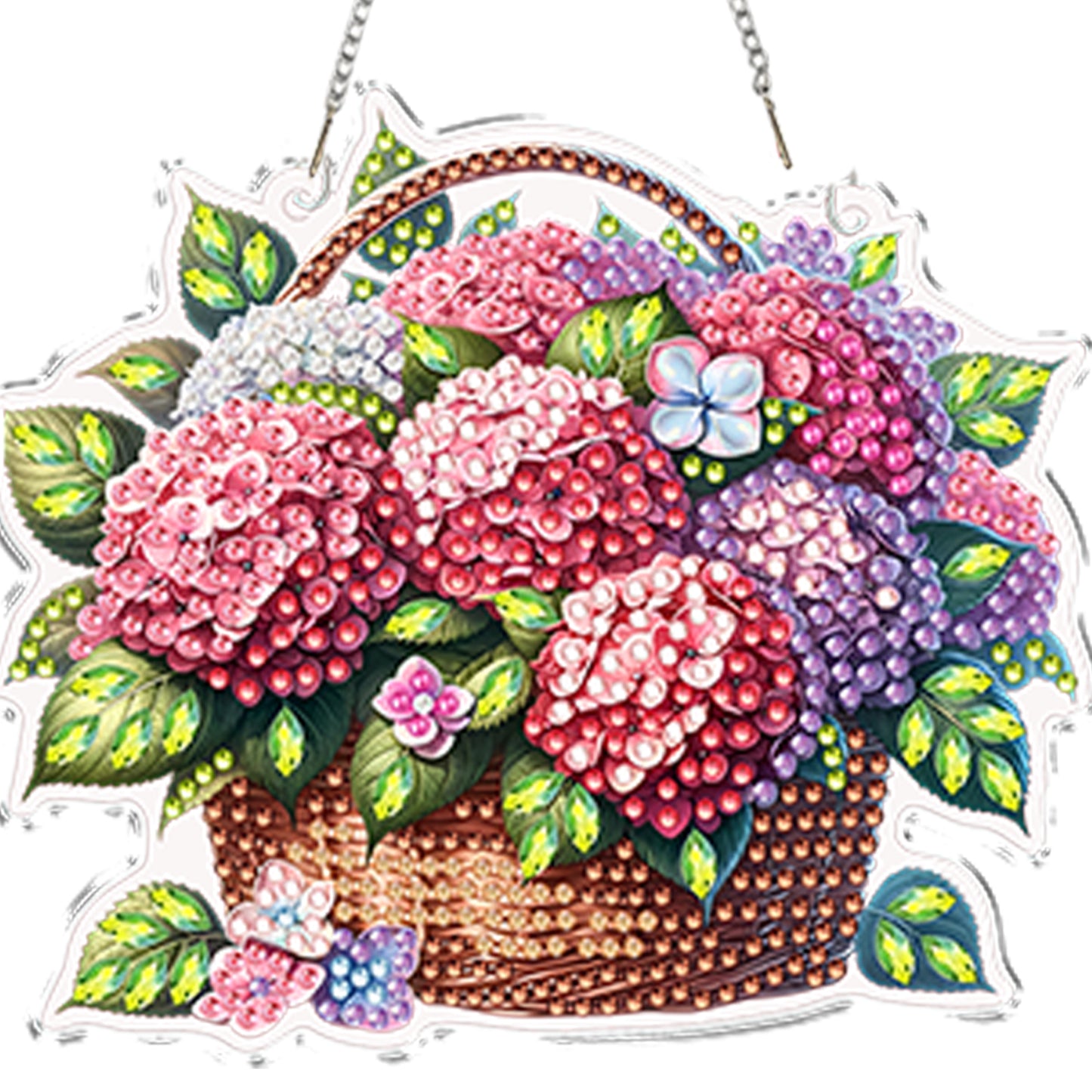 4Pcs Flower Basket 2D Flat DIY Special Shape Diamond Art Hanging Pendant Kit