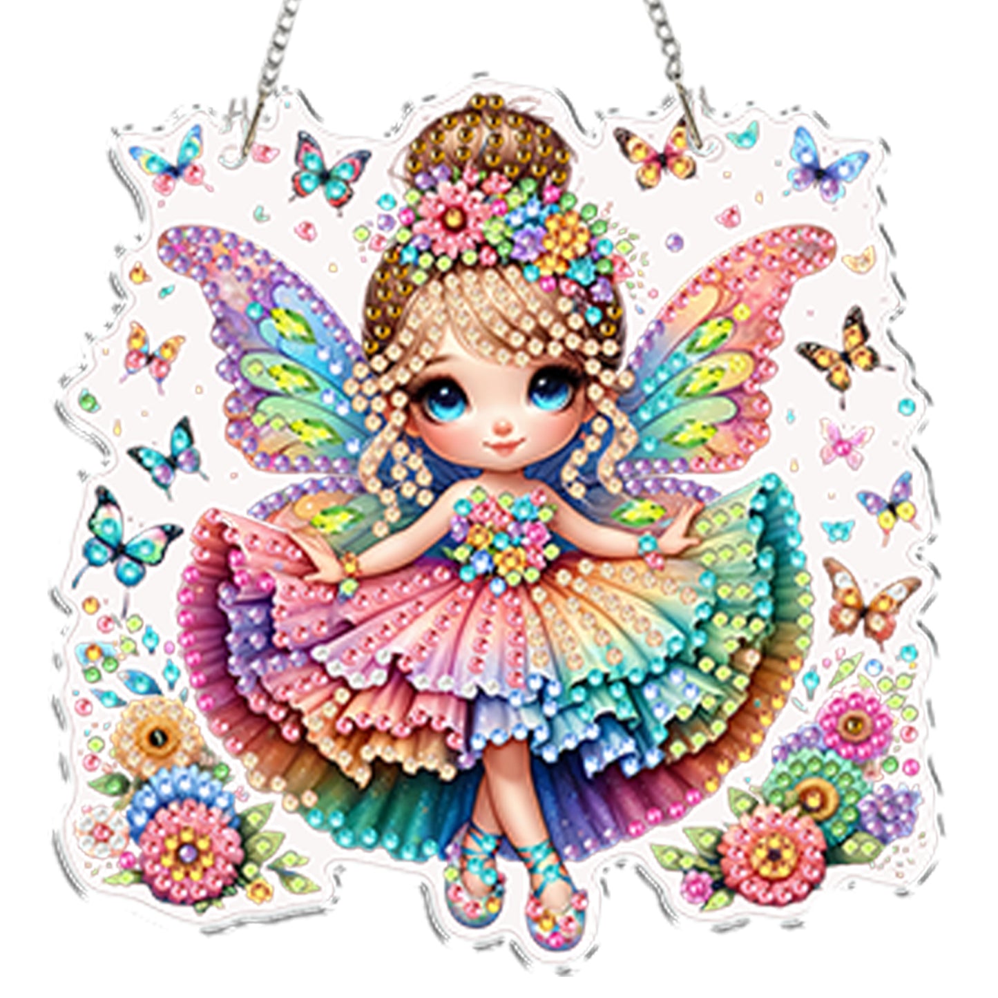 4Pcs Little Fairy 2D Flat DIY Special Shape Diamond Art Hanging Pendant Kit
