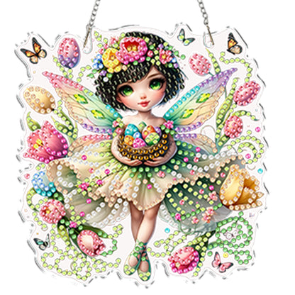 4Pcs Little Fairy 2D Flat DIY Special Shape Diamond Art Hanging Pendant Kit