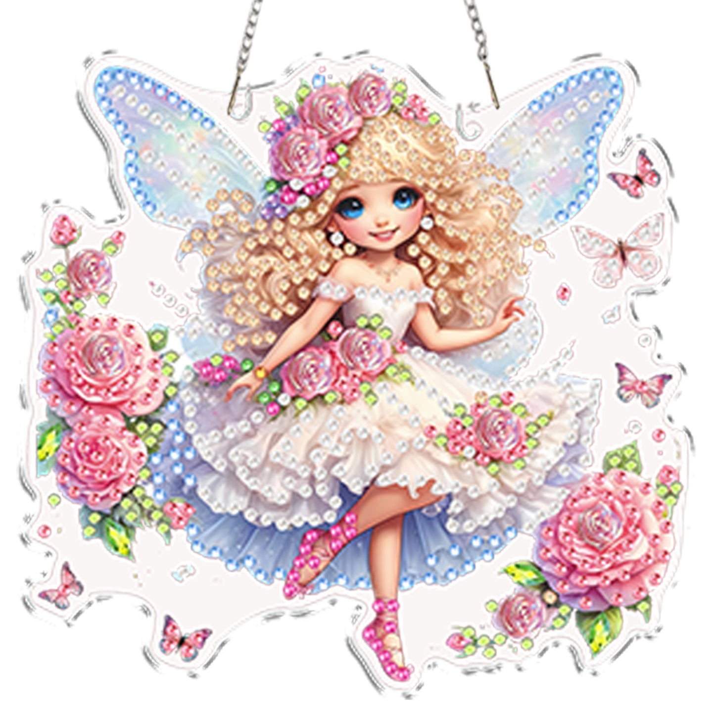 4Pcs Little Fairy 2D Flat DIY Special Shape Diamond Art Hanging Pendant Kit