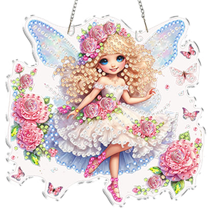 4Pcs Little Fairy 2D Flat DIY Special Shape Diamond Art Hanging Pendant Kit