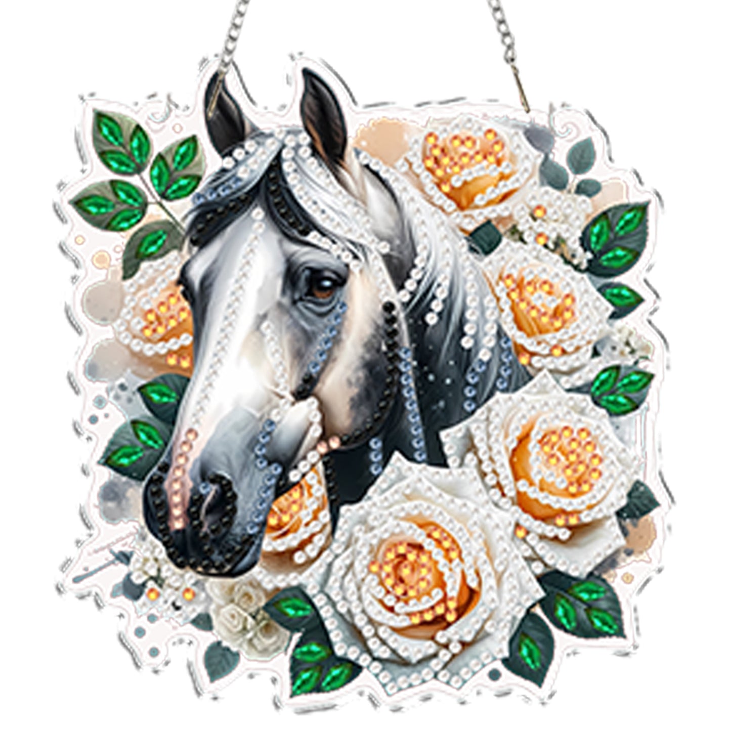 4Pcs Flower Horse 2D Flat DIY Special Shape Diamond Art Hanging Pendant Kit