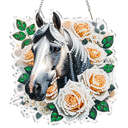 4Pcs Flower Horse 2D Flat DIY Special Shape Diamond Art Hanging Pendant Kit