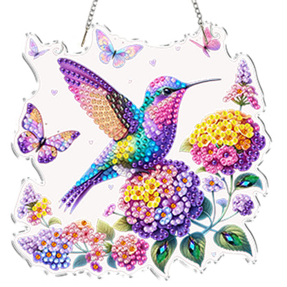 4Pcs Flower Hummingbird 2D Flat DIY Special Shape Hanging Diamond Art Kits