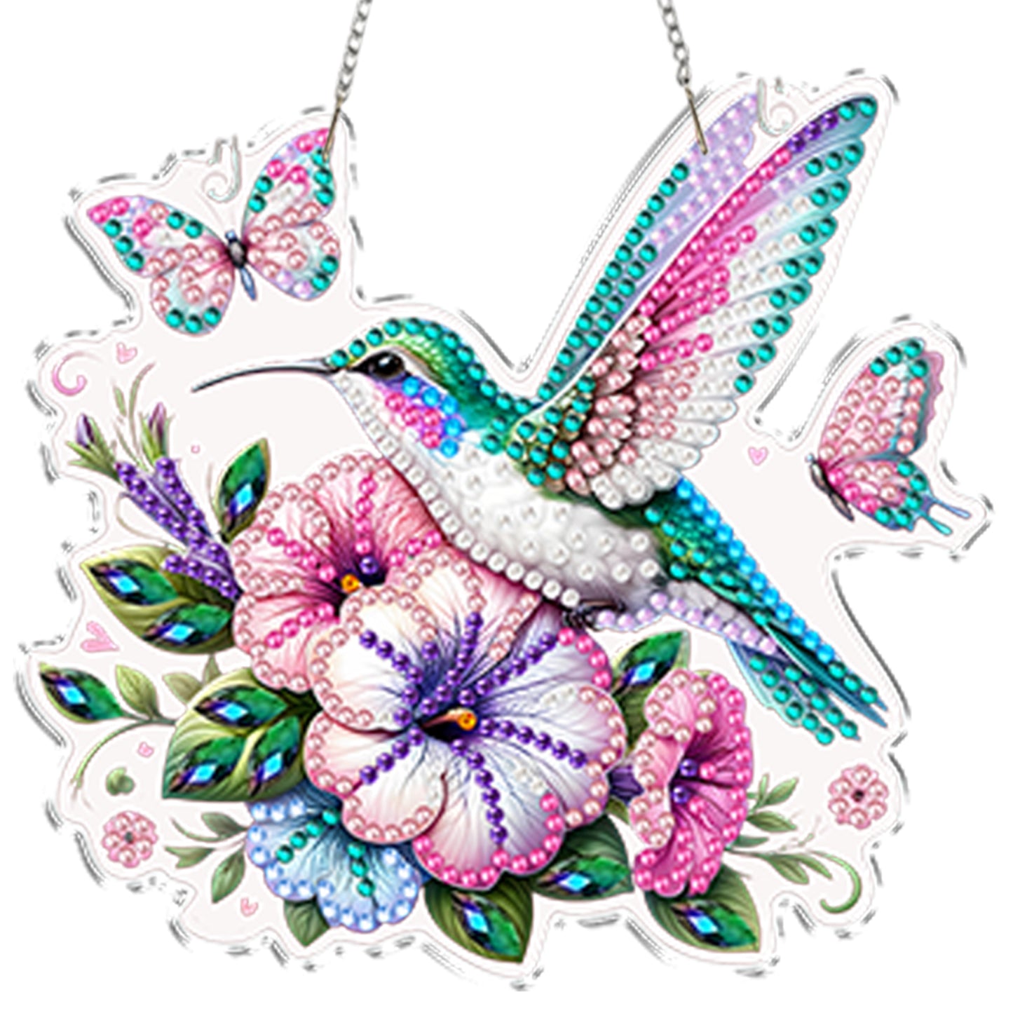 4Pcs Flower Hummingbird 2D Flat DIY Special Shape Hanging Diamond Art Kits