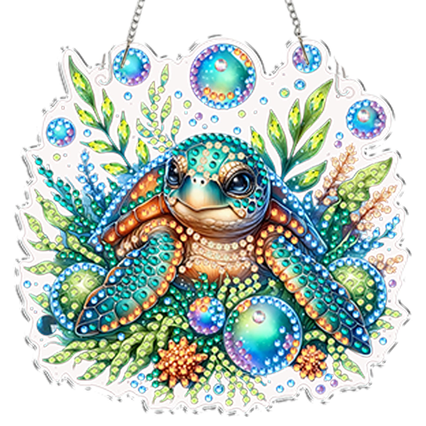 4Pcs Sea Turtle 2D Flat DIY Special Shape Diamond Art Hanging Pendant Kit