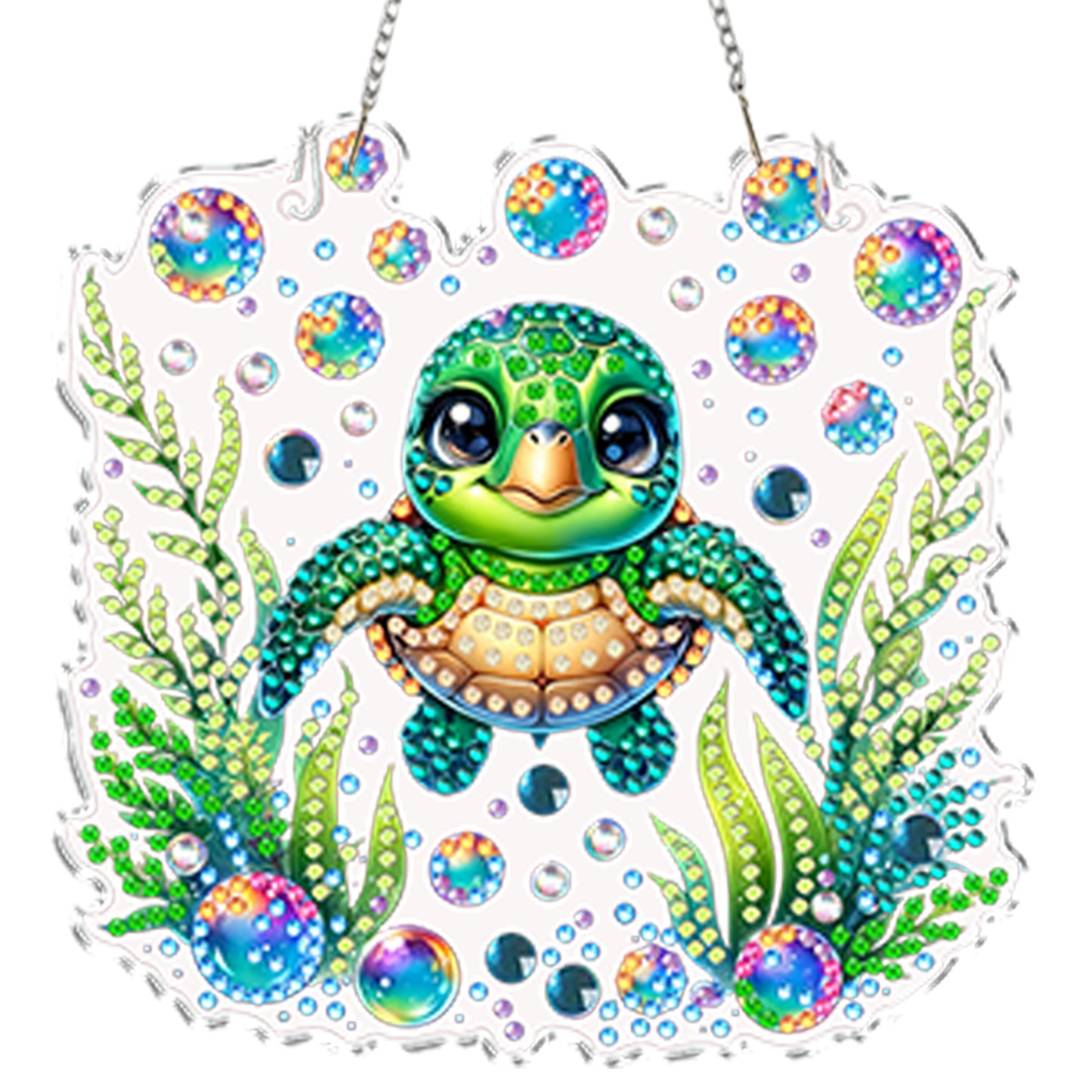 4Pcs Sea Turtle 2D Flat DIY Special Shape Diamond Art Hanging Pendant Kit