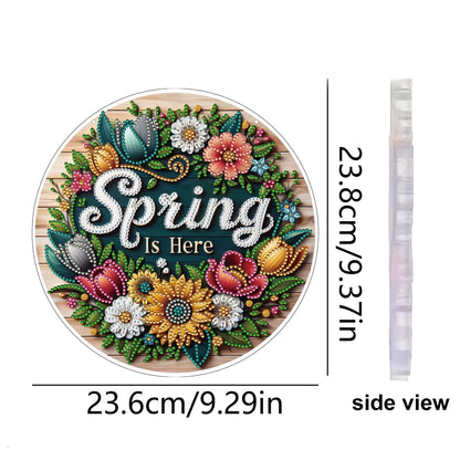 Spring Floral DIY 2D Flat Acrylic Diamond Painting Hanging Pendant Home Decor
