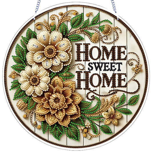 Sunflower Home Sweet DIY 2D Flat Acrylic Home Diamond Painting Hanging Pendant