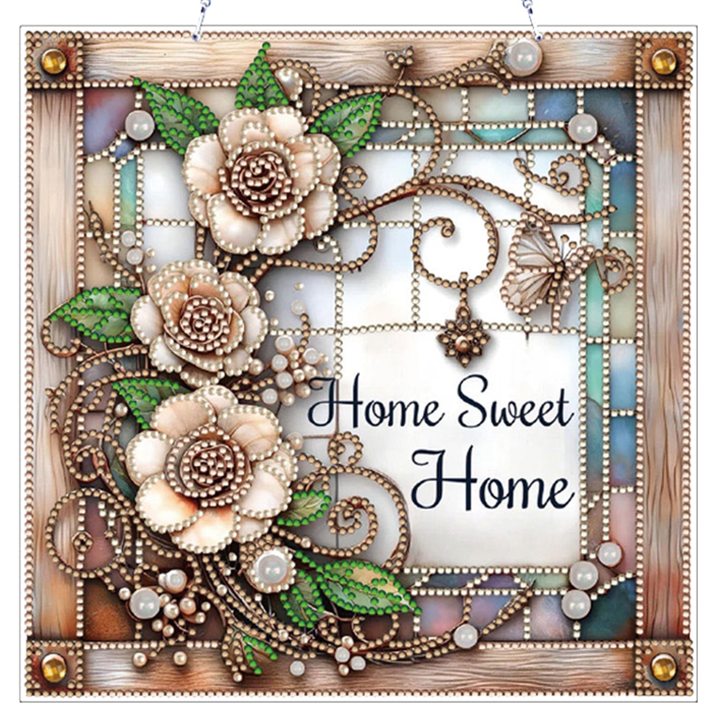 Rose Home Sweet DIY 2D Flat Acrylic Diamond Painting Hanging Pendant Home Decor