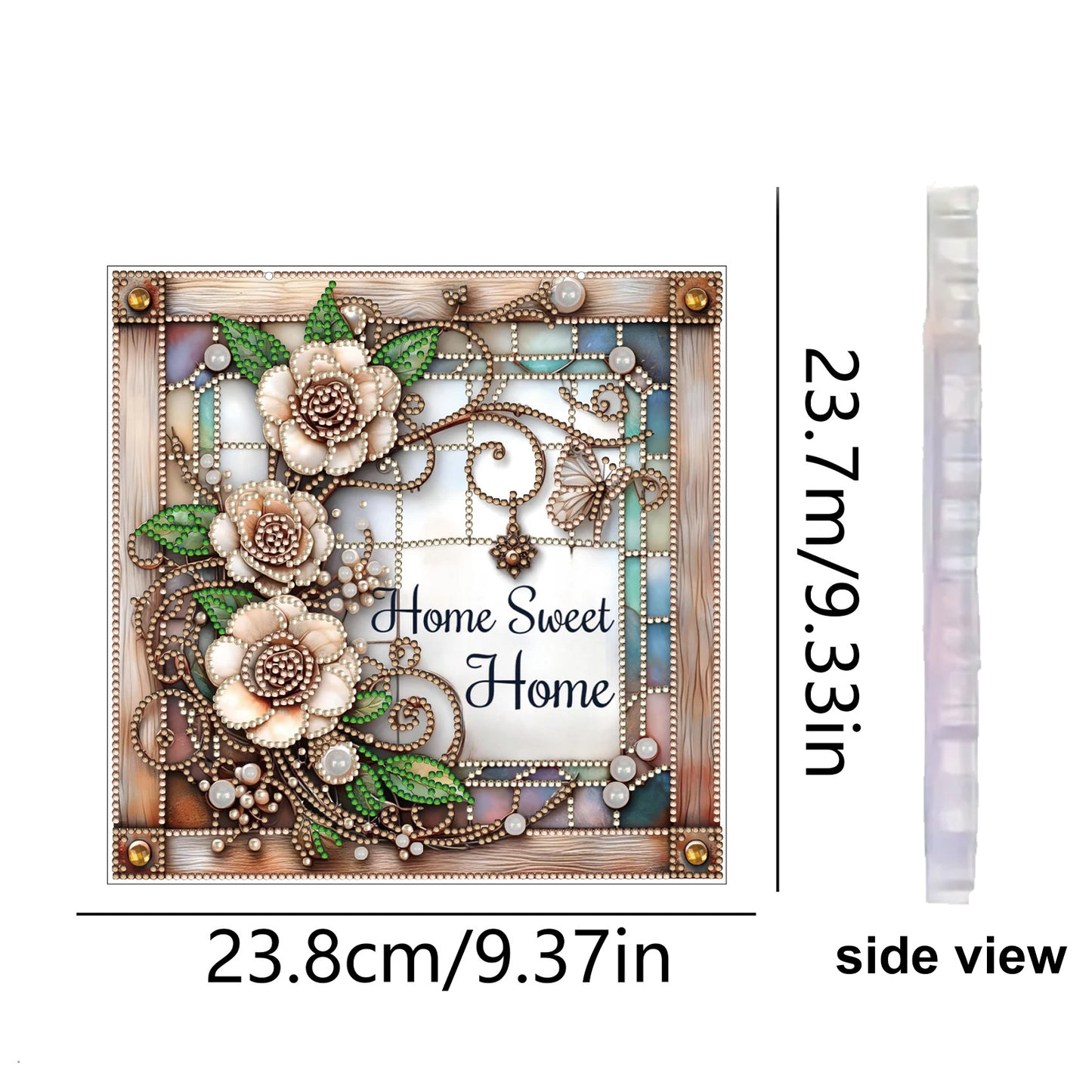 Rose Home Sweet DIY 2D Flat Acrylic Diamond Painting Hanging Pendant Home Decor