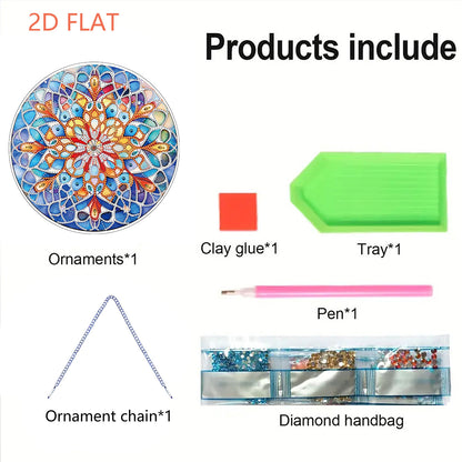 Mandala DIY 2D Flat Acrylic Diamond Painting Hanging Pendant for Home Wall Decor