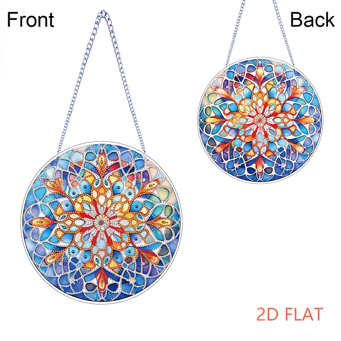 Mandala DIY 2D Flat Acrylic Diamond Painting Hanging Pendant for Home Wall Decor