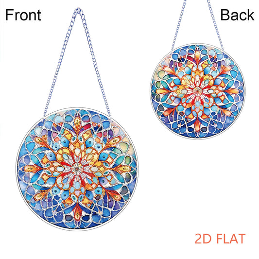 Mandala DIY 2D Flat Acrylic Diamond Painting Hanging Pendant for Home Wall Decor