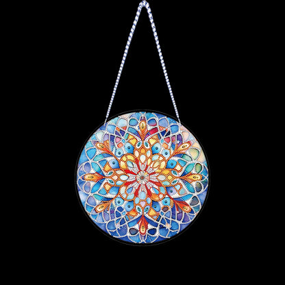 Mandala DIY 2D Flat Acrylic Diamond Painting Hanging Pendant for Home Wall Decor