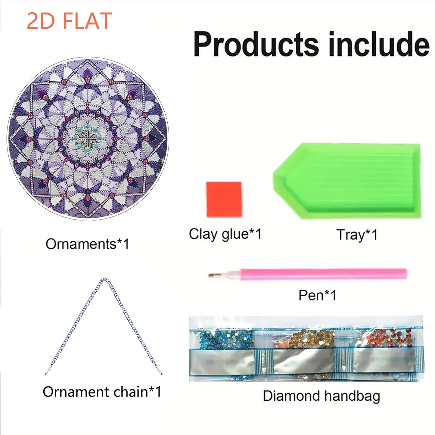 Purple Mandala DIY 2D Flat Acrylic Diamond Painting Hanging Pendant Home Decor