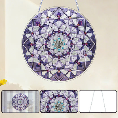 Purple Mandala DIY 2D Flat Acrylic Diamond Painting Hanging Pendant Home Decor