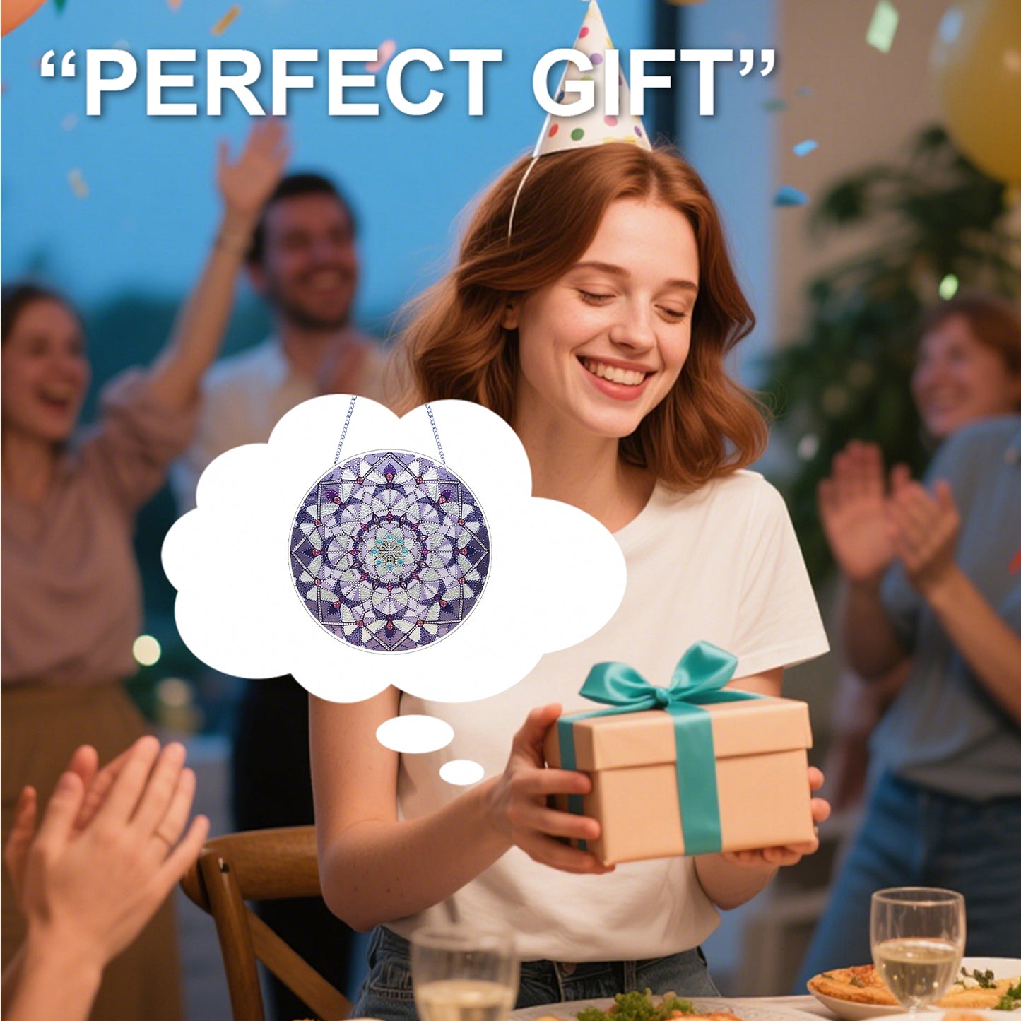 Purple Mandala DIY 2D Flat Acrylic Diamond Painting Hanging Pendant Home Decor