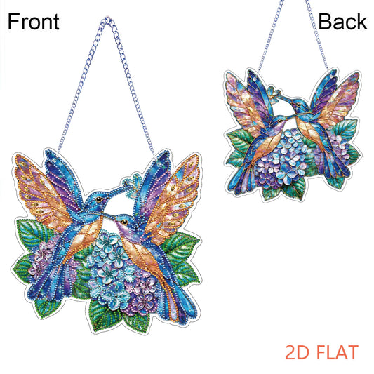 Hummingbird Flower DIY 2D Flat Acrylic Home Diamond Painting Hanging Pendant