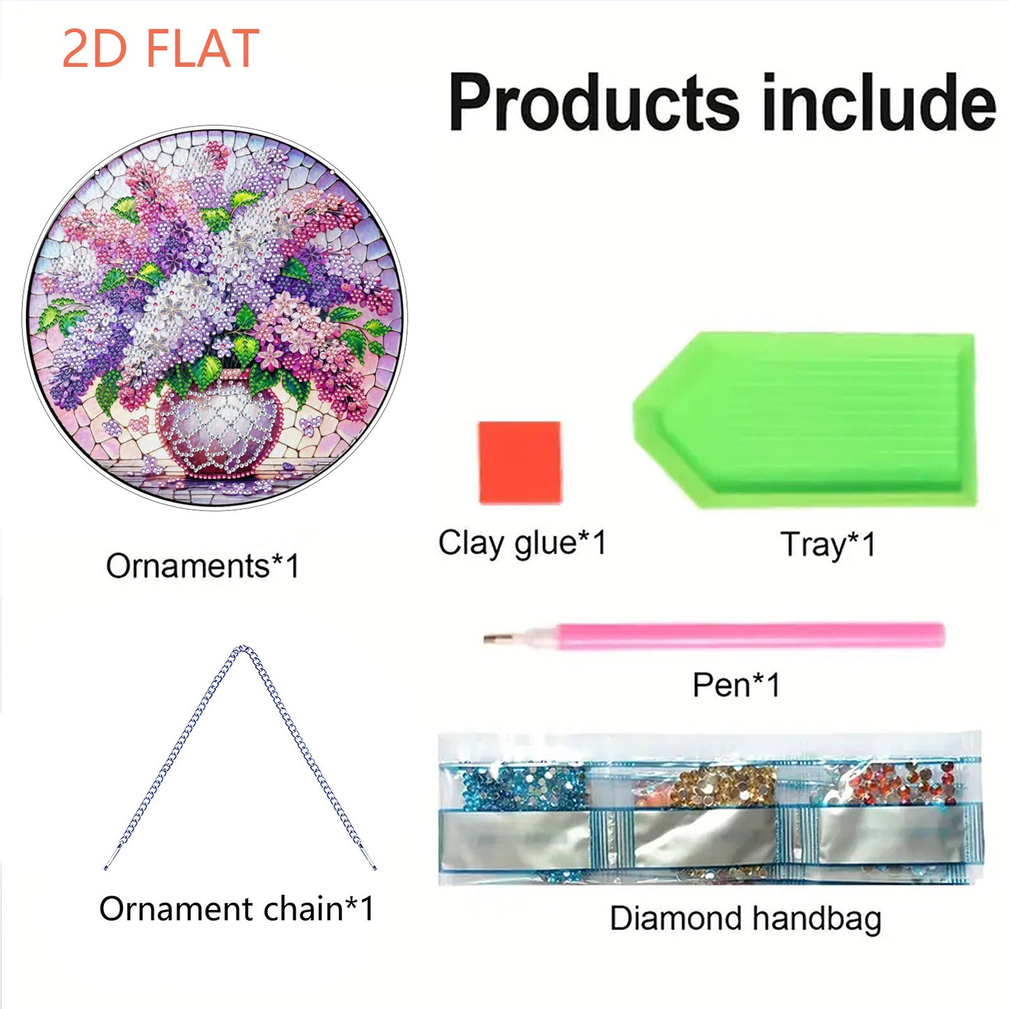 Lavender Bouquet DIY 2D Flat Acrylic Diamond Painting Hanging Pendant Home Decor