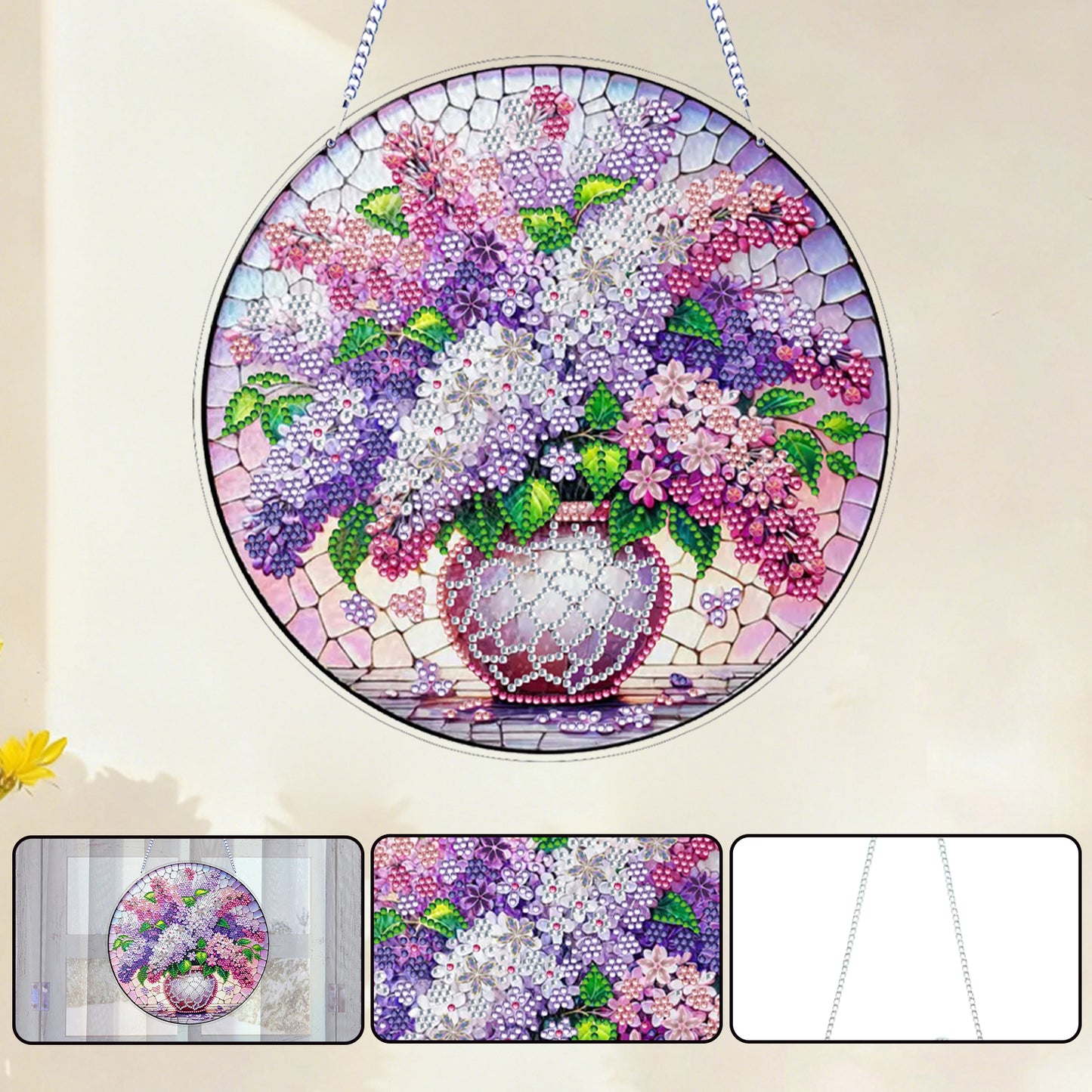 Lavender Bouquet DIY 2D Flat Acrylic Diamond Painting Hanging Pendant Home Decor