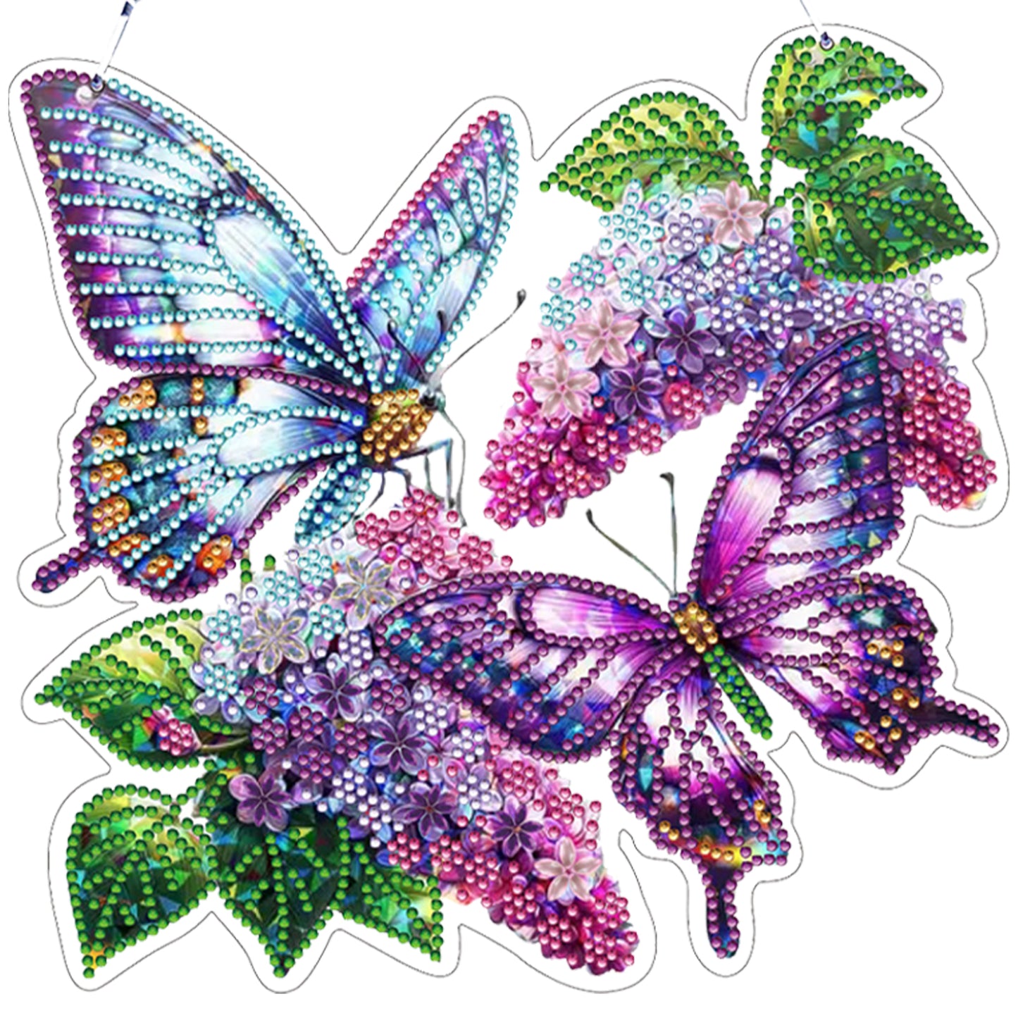 Lilac Butterfly DIY 2D Flat Acrylic Diamond Painting Hanging Pendant Home Decor