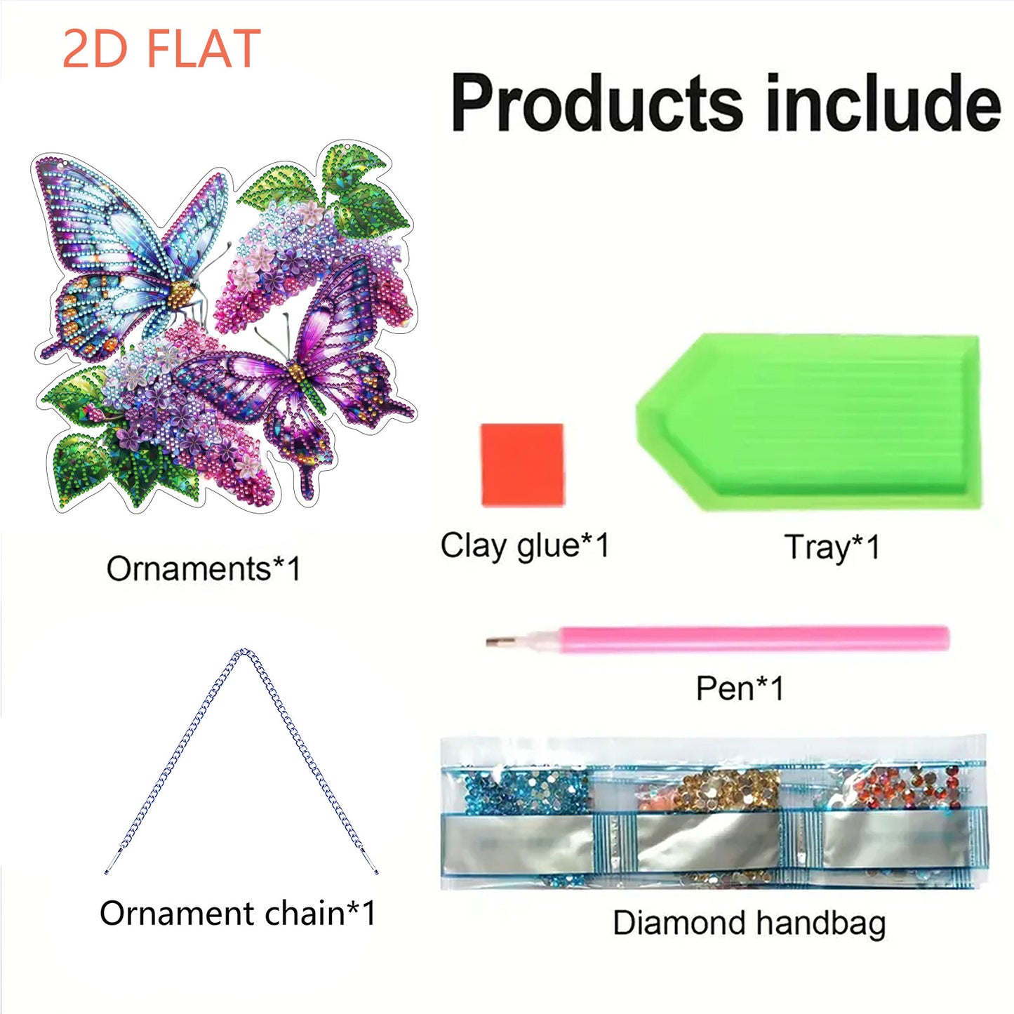 Lilac Butterfly DIY 2D Flat Acrylic Diamond Painting Hanging Pendant Home Decor