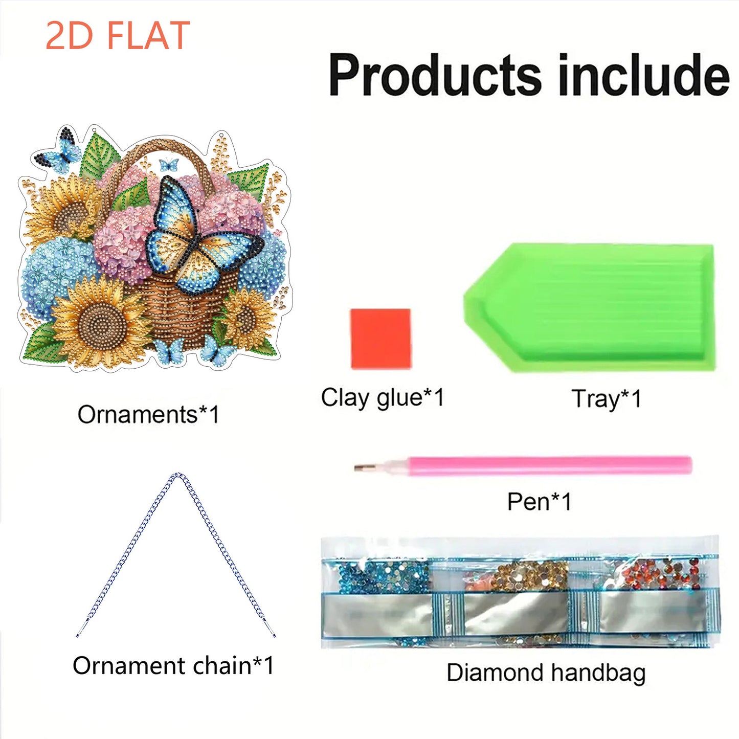 Sunflower Butterfly DIY 2D Flat Acrylic Home Diamond Painting Hanging Pendant