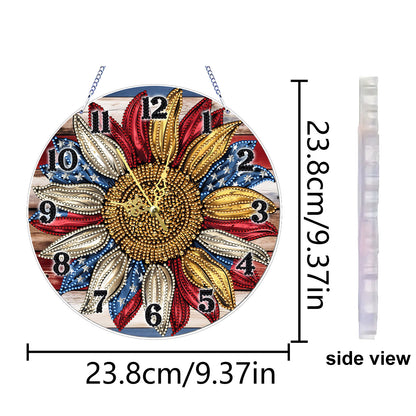 Sunflower 2D Flat DIY Acrylic Diamonds Painting Clocks Home   Bedroom Decor