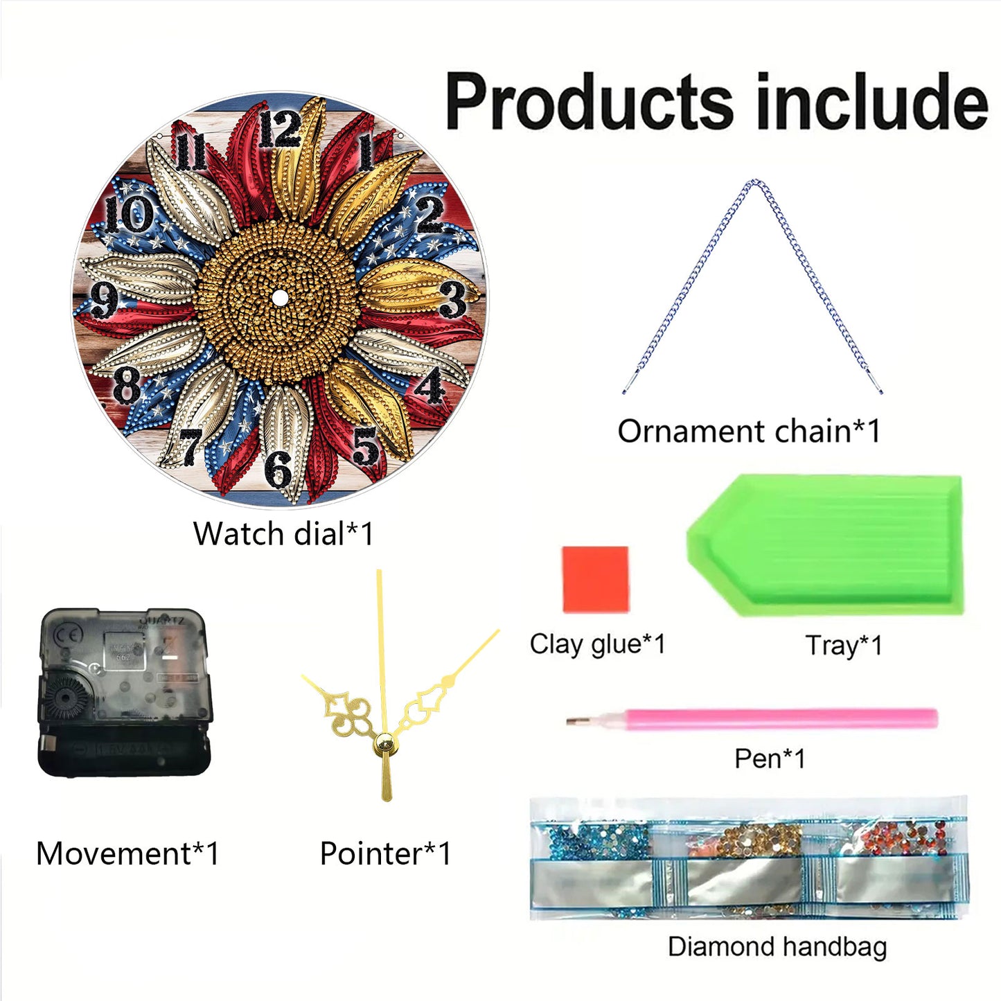 Sunflower 2D Flat DIY Acrylic Diamonds Painting Clocks Home   Bedroom Decor