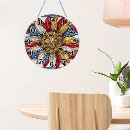 Sunflower 2D Flat DIY Acrylic Diamonds Painting Clocks Home   Bedroom Decor