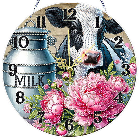 Dairy Cow 2D Flat DIY Acrylic Diamonds Painting Clocks Home   Bedroom Decor