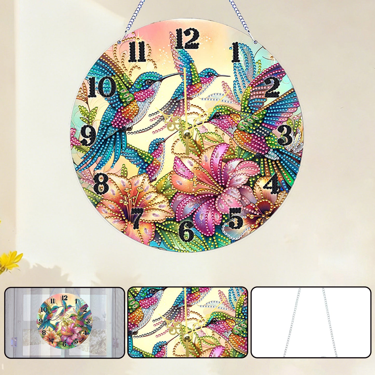 Bird Carry Flower 2D Flat DIY Acrylic Diamonds Painting Clocks Bedroom Decor