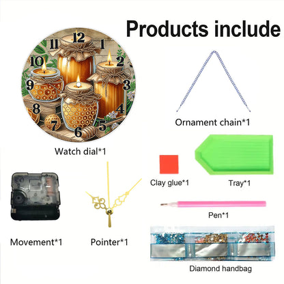 Honey 2D Flat DIY Acrylic Diamonds Painting Clocks for Home Wall or Window Decor