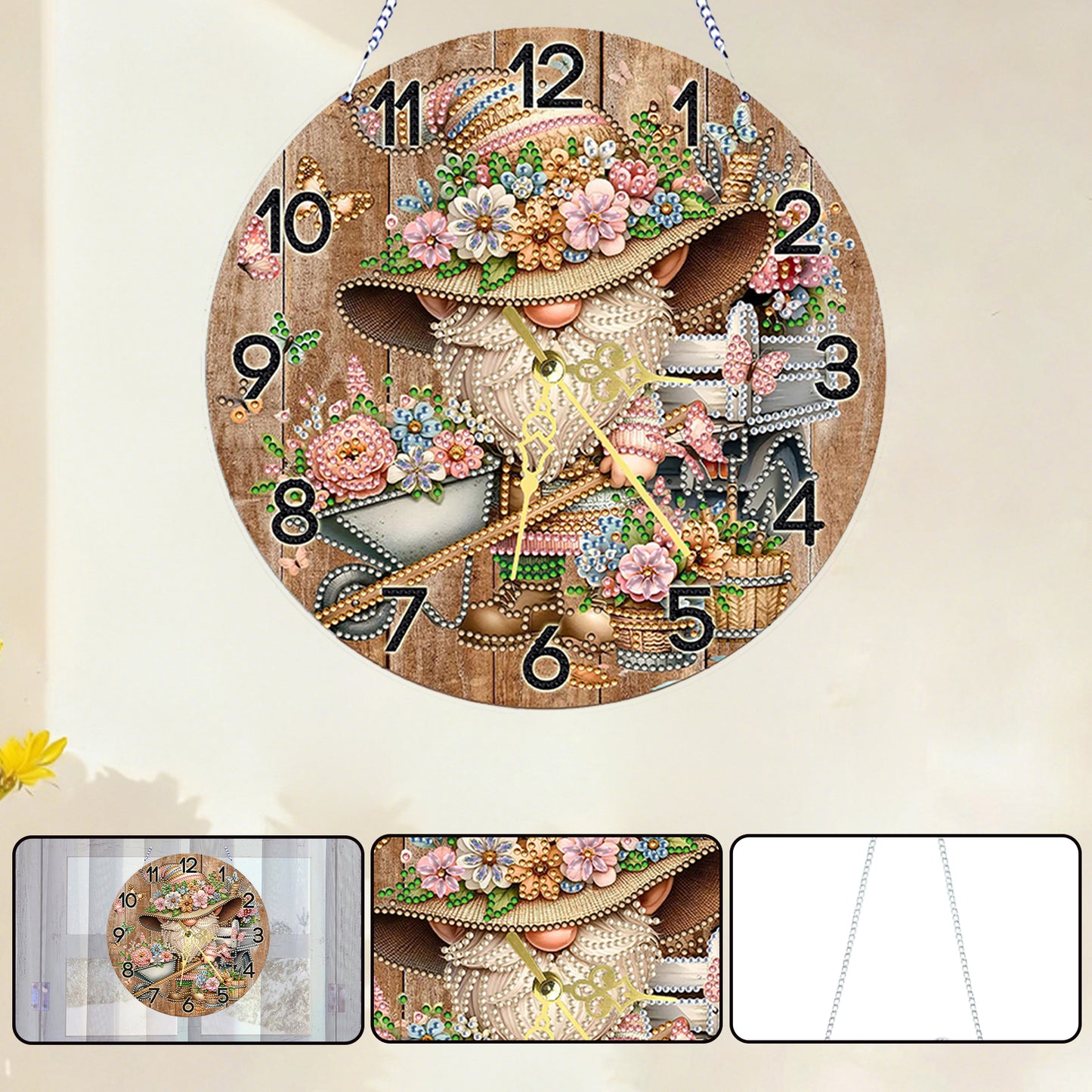 Flower Gnom 2D Flat DIY Acrylic Diamonds Painting Clocks Home   Bedroom Decor