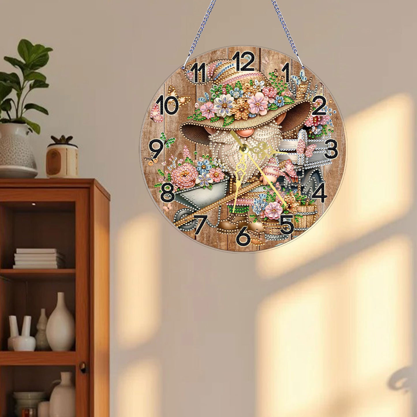 Flower Gnom 2D Flat DIY Acrylic Diamonds Painting Clocks Home   Bedroom Decor