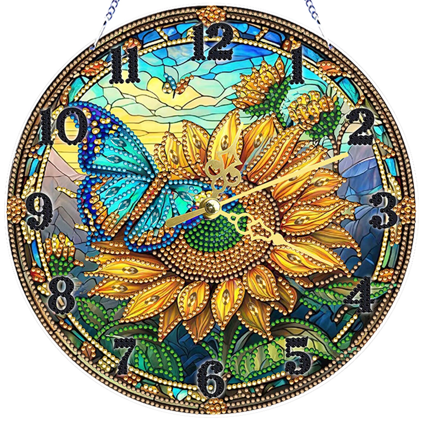 Butterfly Sunflower 2D Flat DIY Acrylic Diamonds Painting Clocks Bedroom Decor