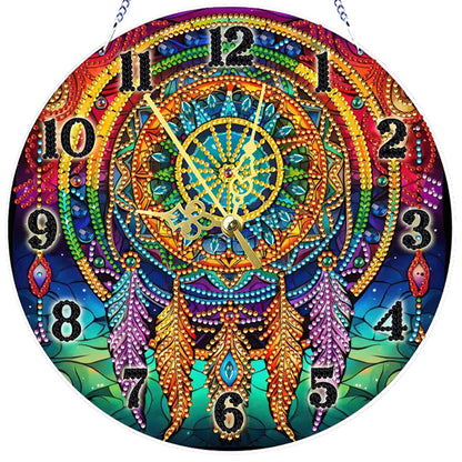 Dreamcatcher 2D Flat DIY Acrylic Diamonds Painting Clocks Home   Bedroom Decor