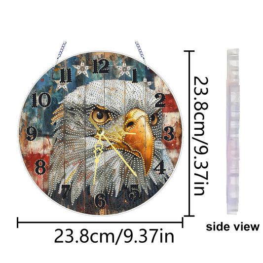 Eagle 2D Flat DIY Acrylic Diamonds Painting Clocks for Home Wall or Window Decor