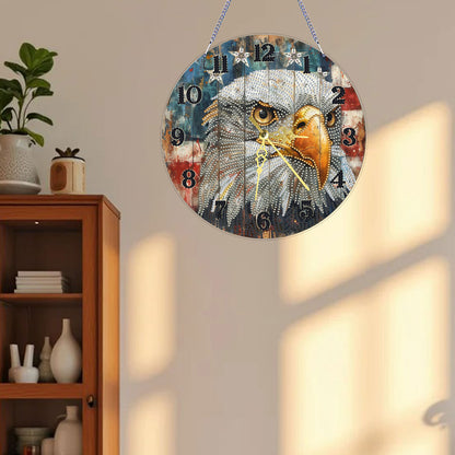 Eagle 2D Flat DIY Acrylic Diamonds Painting Clocks for Home Wall or Window Decor