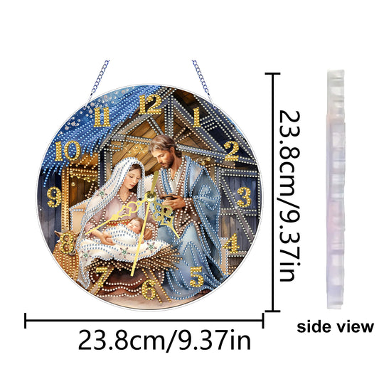 Jesus Virgin Mary 2D Flat DIY Acrylic Diamonds Painting Clocks Bedroom Decor