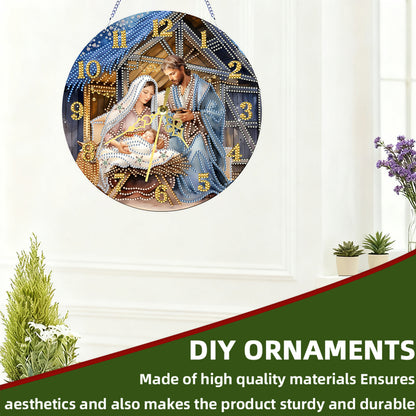 Jesus Virgin Mary 2D Flat DIY Acrylic Diamonds Painting Clocks Bedroom Decor