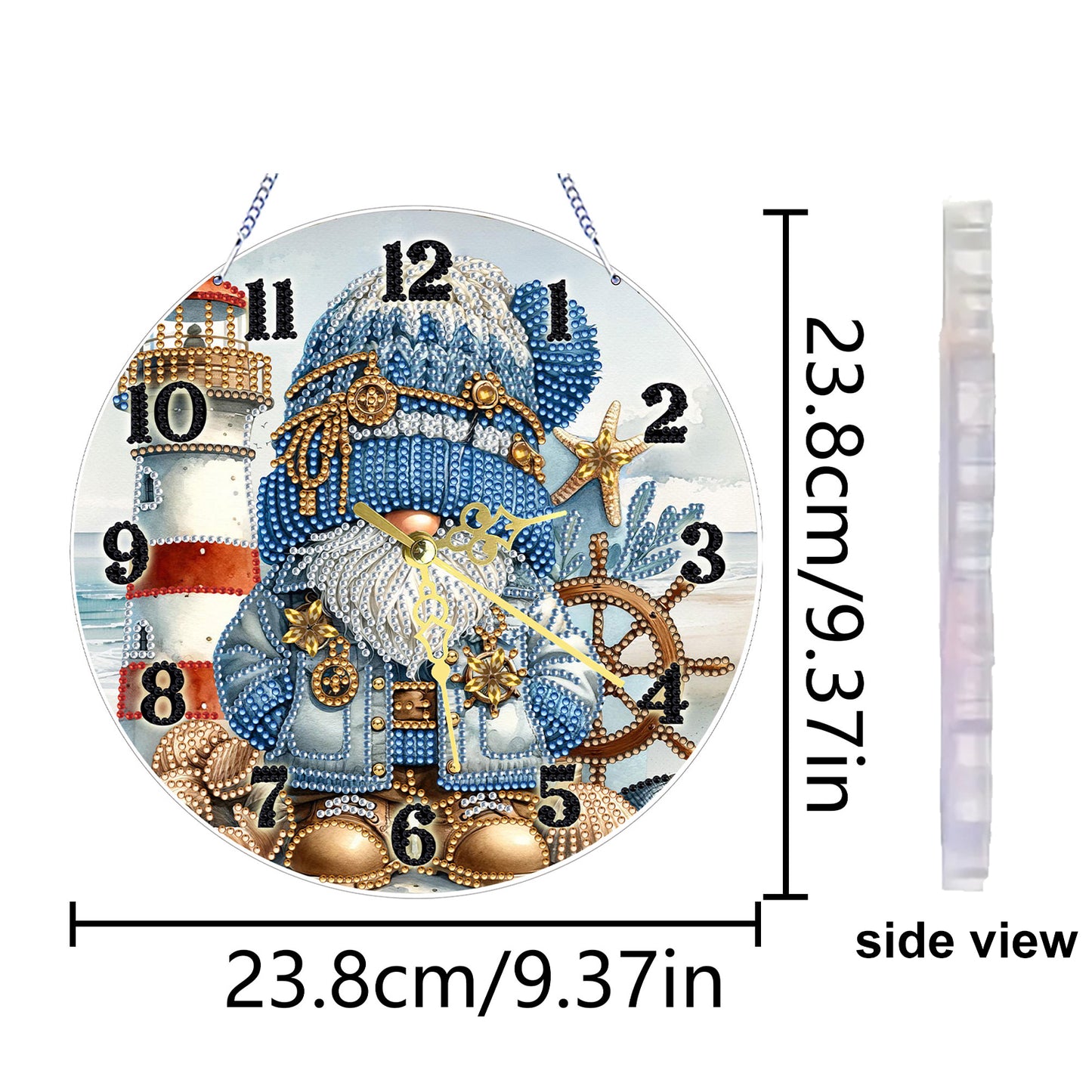 Lighthouse Gnome 2D Flat DIY Acrylic Diamonds Painting Clocks Bedroom Decor
