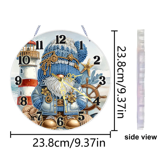 Lighthouse Gnome 2D Flat DIY Acrylic Diamonds Painting Clocks Bedroom Decor