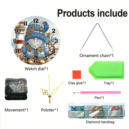 Lighthouse Gnome 2D Flat DIY Acrylic Diamonds Painting Clocks Bedroom Decor