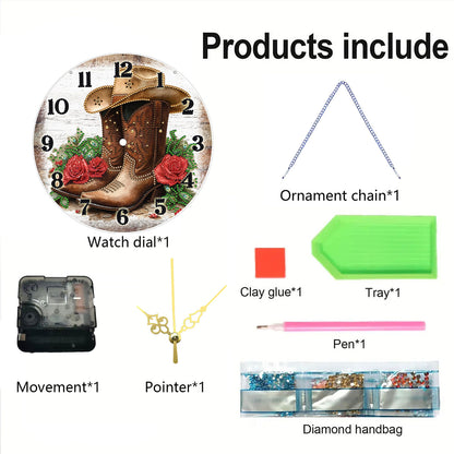 Knight Boots 2D Flat DIY Acrylic Diamonds Painting Clocks Home   Bedroom Decor