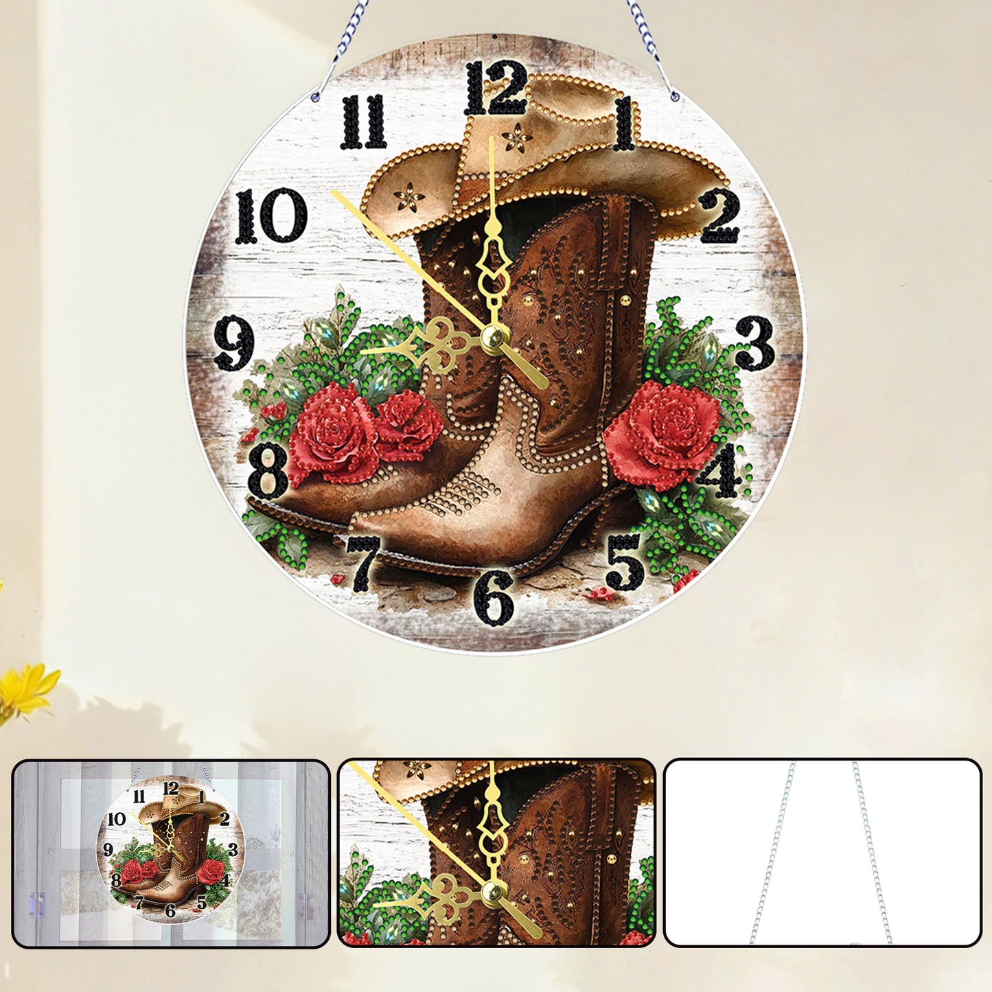 Knight Boots 2D Flat DIY Acrylic Diamonds Painting Clocks Home   Bedroom Decor