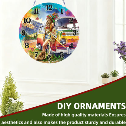 Outdoor Girl 2D Flat DIY Acrylic Diamonds Painting Clocks Home   Bedroom Decor